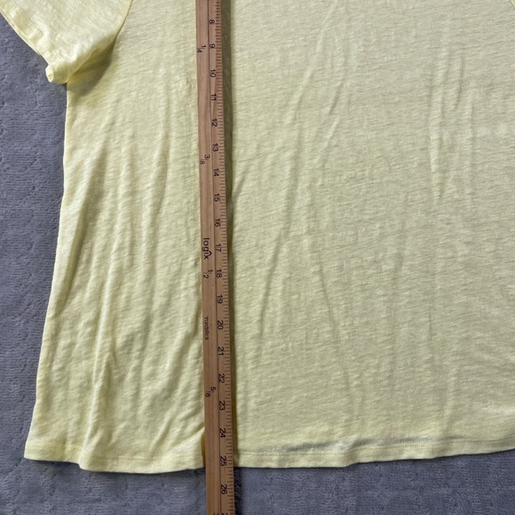 Eileen Fisher T Shirt Top Women Medium Yellow Organic Linen Luxury Preppy Light - Picture 5 of 12
